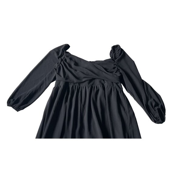 Shein Curve Black Off-Shoulder Dress 2XL Baby Doll Lined Witchy Plus Size - Picture 2 of 7